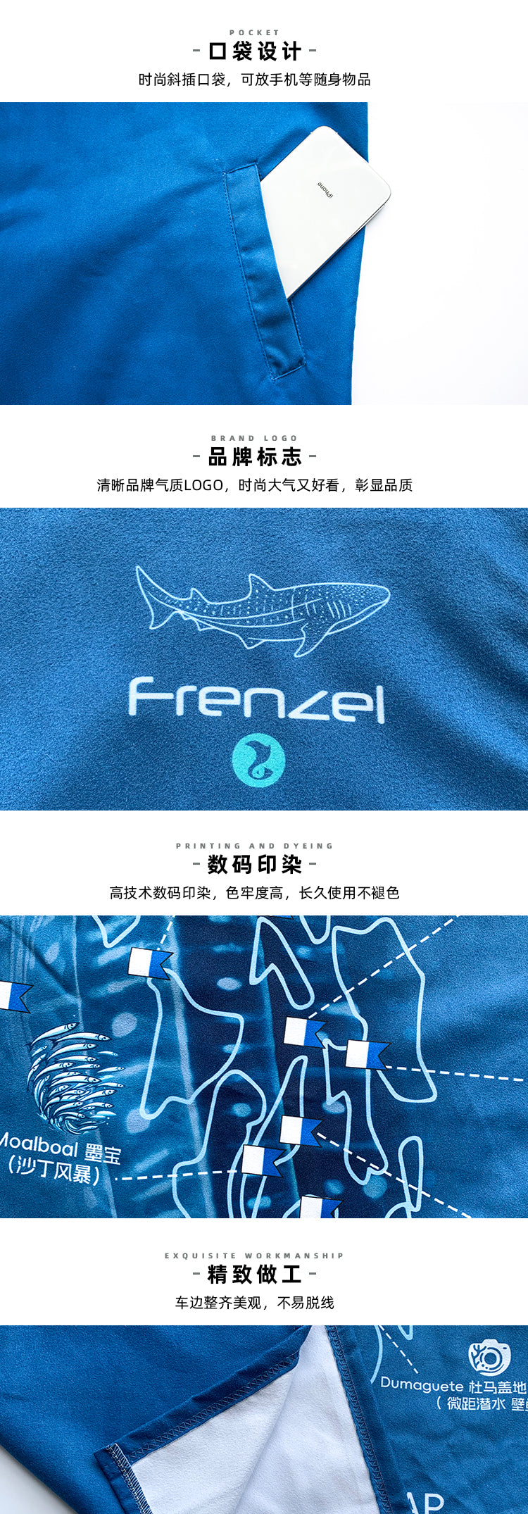 Frenzel Adult Quick-Dry Bathrobe WHALE SHARK